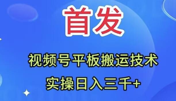 全网首发：视频号平板搬运技术，实操日入三千＋-跃知万川
