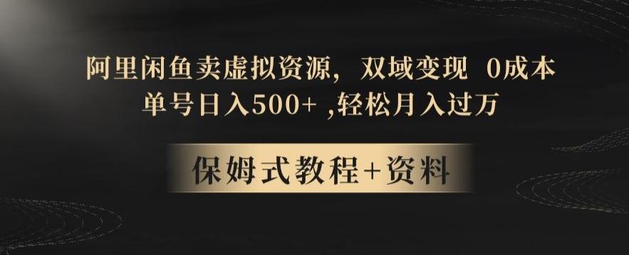 阿里闲鱼卖虚拟资源，双域变现，0成本，日入500+，轻松月入过万-跃知万川