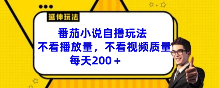 番茄小说自撸玩法，不看播放量，不看视频质量，每天200+【揭秘】-跃知万川
