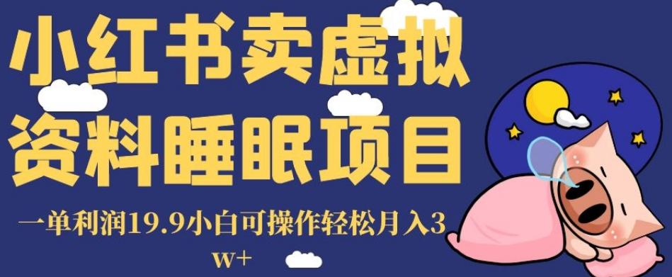 小红书卖虚拟资料睡眠项目，一单利润19.9小白可操作轻松月入3w+【揭秘】-跃知万川