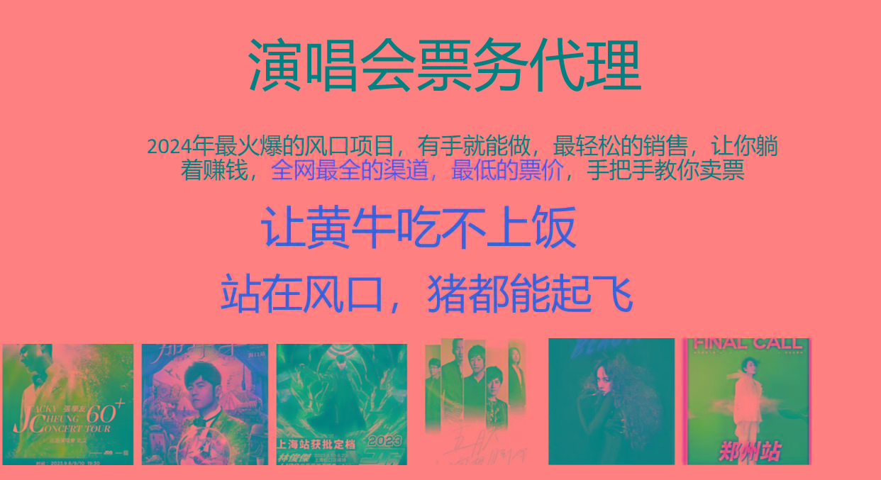 2024年最火爆风口项目，演唱会票务代理，日入2000+，一部手机就能搞定！-跃知万川