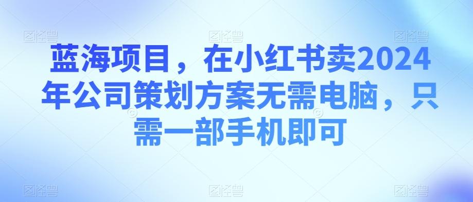 蓝海项目，在小红书卖2024年公司策划方案无需电脑，只需一部手机即可-跃知万川