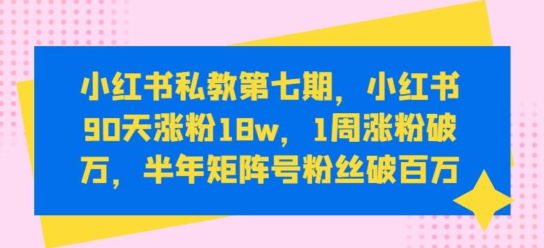 小红书私教第七期，小红书90天涨粉18w，1周涨粉破万，半年矩阵号粉丝破百万-跃知万川