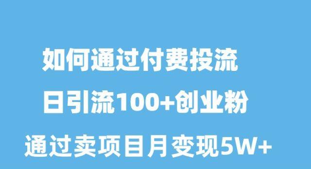 如何通过付费投流日引流100+创业粉月变现5W+-跃知万川