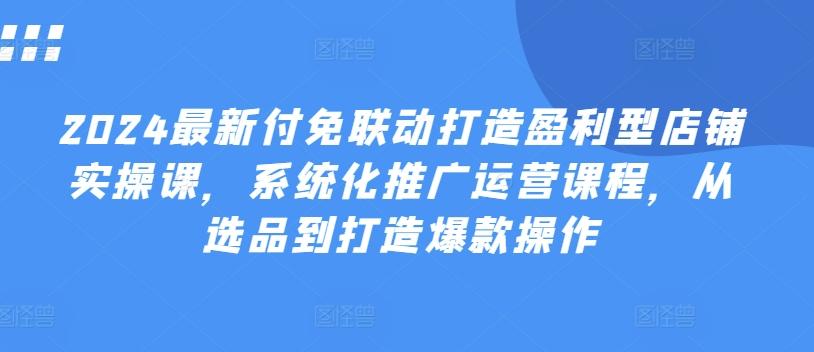 2024最新付免联动打造盈利型店铺实操课，​系统化推广运营课程，从选品到打造爆款操作-跃知万川