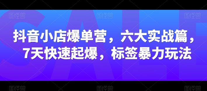 抖音小店爆单营，六大实战篇，7天快速起爆，标签暴力玩法-跃知万川