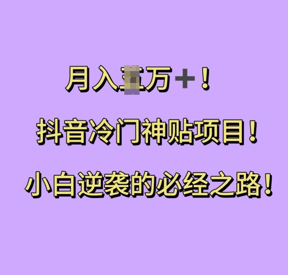 抖音冷门神贴项目，小白逆袭的必经之路，月入过W【揭秘】-跃知万川