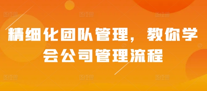 精细化团队管理，教你学会公司管理流程-跃知万川