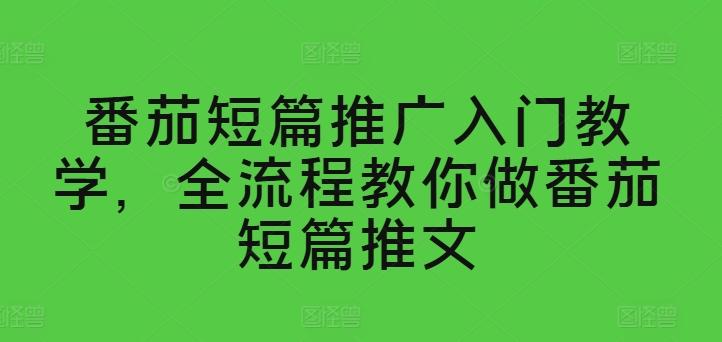 番茄短篇推广入门教学，全流程教你做番茄短篇推文-跃知万川