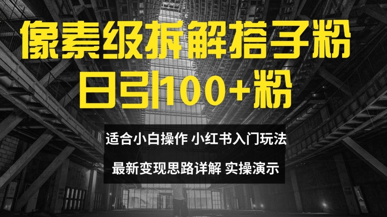 像素级拆解搭子粉，日引100+，小白看完可上手，最新变现思路详解【揭秘】-跃知万川