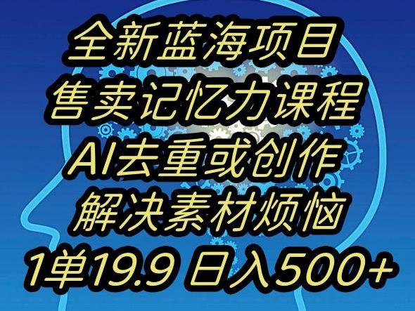 蓝海项目记忆力提升，AI去重，一单19.9日入500+【揭秘】-跃知万川