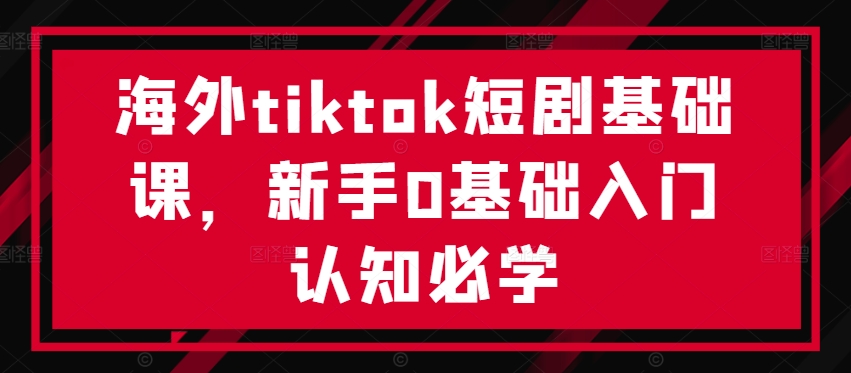 海外tiktok短剧基础课，新手0基础入门认知必学-跃知万川