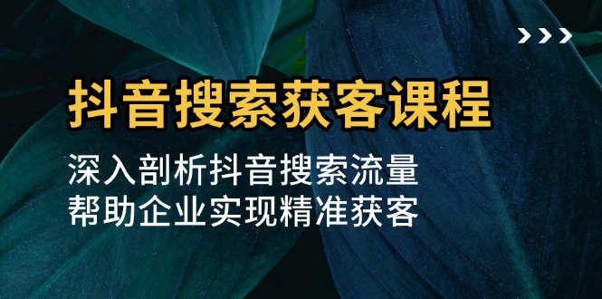 抖音搜索获客课程：深入剖析抖音搜索流量，帮助企业实现精准获客-跃知万川