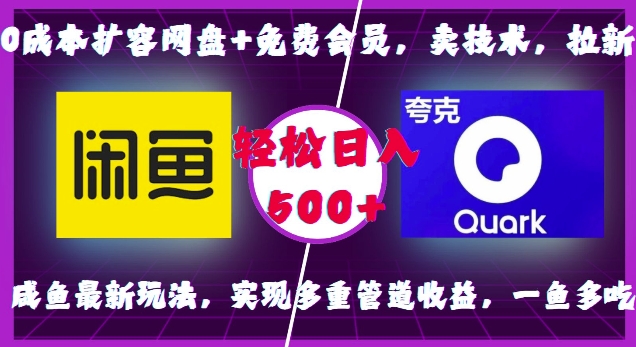 0成本扩容网盘+免费会员，卖技术，拉新，咸鱼最新玩法，实现多重管道收益，一鱼多吃，轻松日入500+-跃知万川