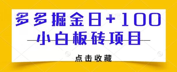 多多掘金日+100，小白板砖项目-跃知万川