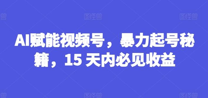 AI赋能视频号，暴力起号秘籍，15 天内必见收益【揭秘】-跃知万川