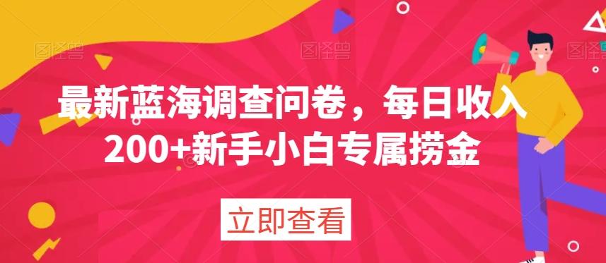 最新蓝海调查问卷，每日收入200+新手小白专属捞金-跃知万川