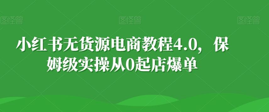小红书无货源电商教程4.0，保姆级实操从0起店爆单【拆解】-跃知万川