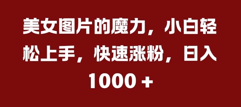 美女图片的魔力，小白轻松上手，快速涨粉，日入几张【揭秘】-跃知万川