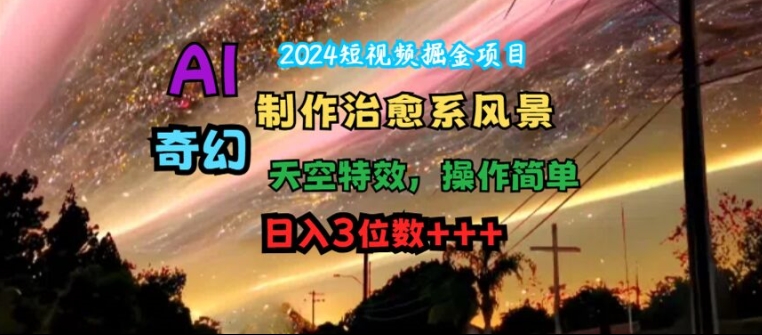 2024短视频掘金项目，AI制作治愈系风景，奇幻天空特效，操作简单，日入3位数【揭秘】-跃知万川