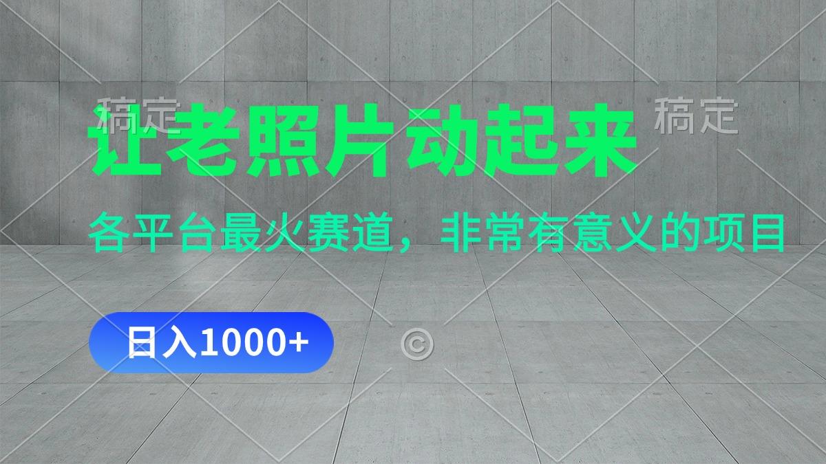 让老照片动起来，一天变现1000+，各平台最火赛道，看完就会-跃知万川