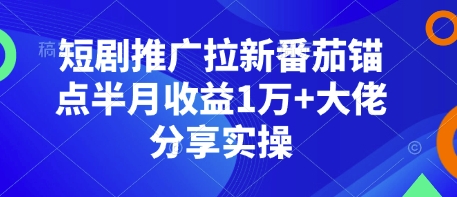 短剧推广拉新番茄锚点半月收益1万+大佬分享实操-跃知万川