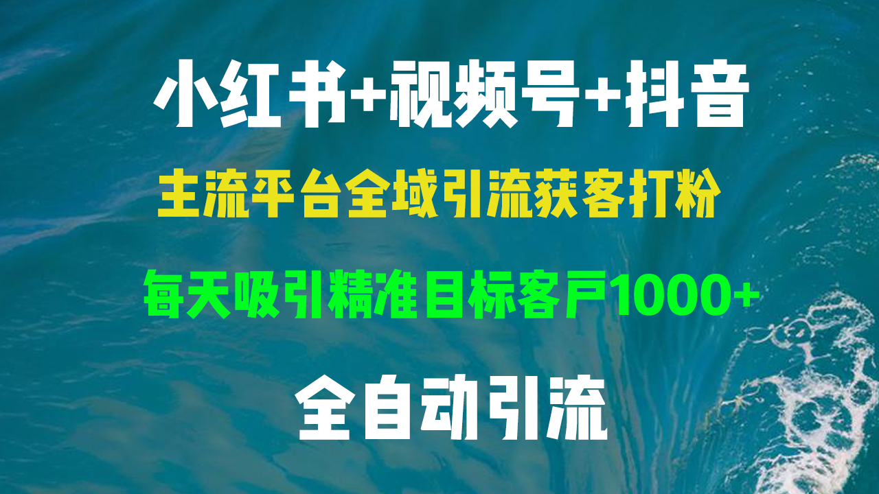 小红书，视频号，抖音主流平台全域引流获客打粉，每天吸引精准目标客户…-跃知万川