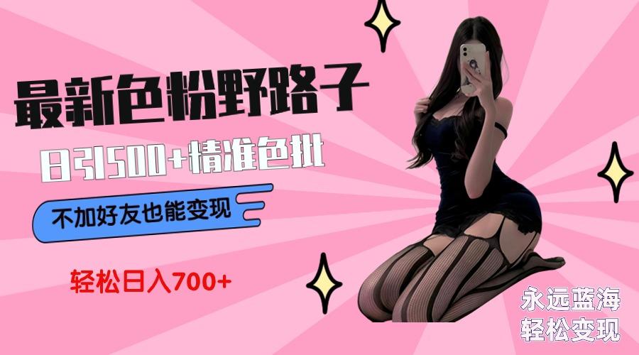 最新色粉变现野路子，日引500+老色批 可不加好友直接变现 小白轻松日入700+-跃知万川