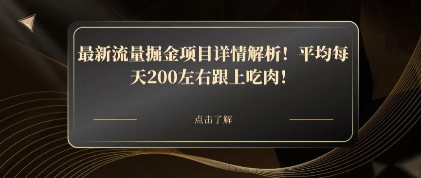 最新流量掘金项目详情解析！平均每天200左右跟上吃肉！-跃知万川
