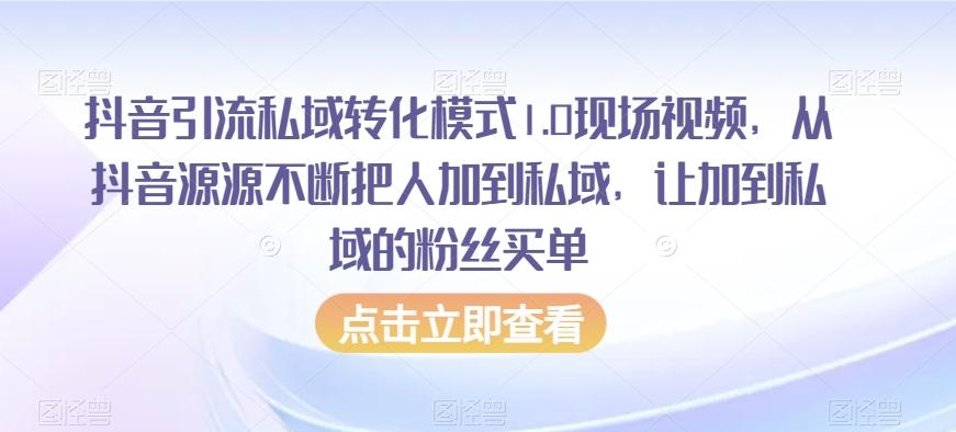 抖音引流私域转化模式1.0现场视频，从抖音源源不断把人加到私域，让加到私域的粉丝买单-跃知万川