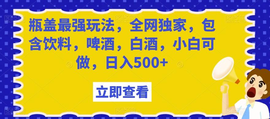 瓶盖最强玩法，全网独家，包含饮料，啤酒，白酒，小白可做，日入500+【揭秘】-跃知万川