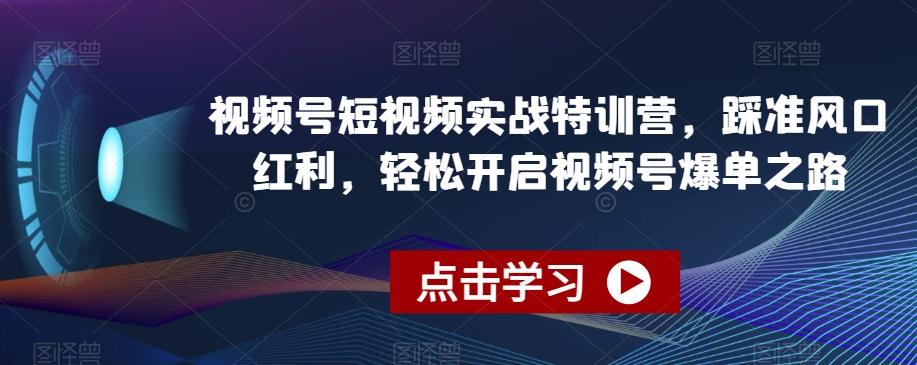 视频号短视频实战特训营，踩准风口红利，轻松开启视频号爆单之路-跃知万川