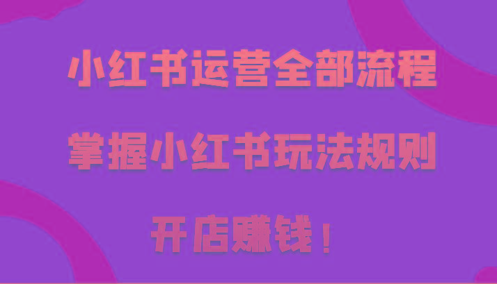 小红书运营全部流程，掌握小红书玩法规则，开店赚钱！-跃知万川
