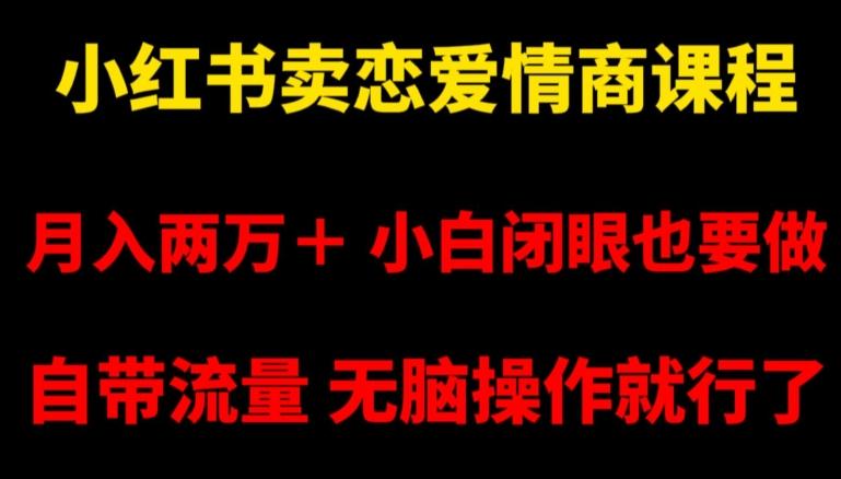 小红书卖恋爱情商课程，月入两万＋，小白闭眼也要做，自带流量，无脑操作就行了【揭秘】-跃知万川