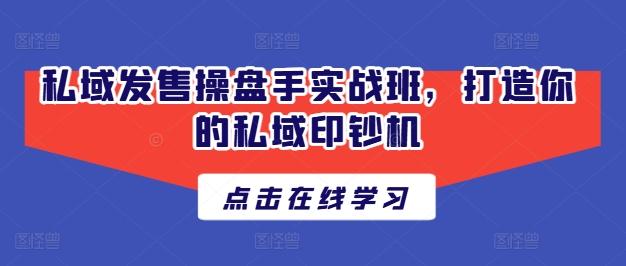私域发售操盘手实战班，打造你的私域印钞机-跃知万川