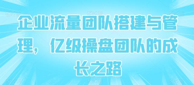 企业流量团队搭建与管理，亿级操盘团队的成长之路-跃知万川