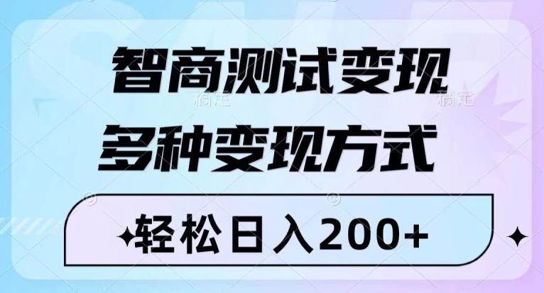 智商测试变现，轻松日入200+，几分钟一个视频，多种变现方式-跃知万川