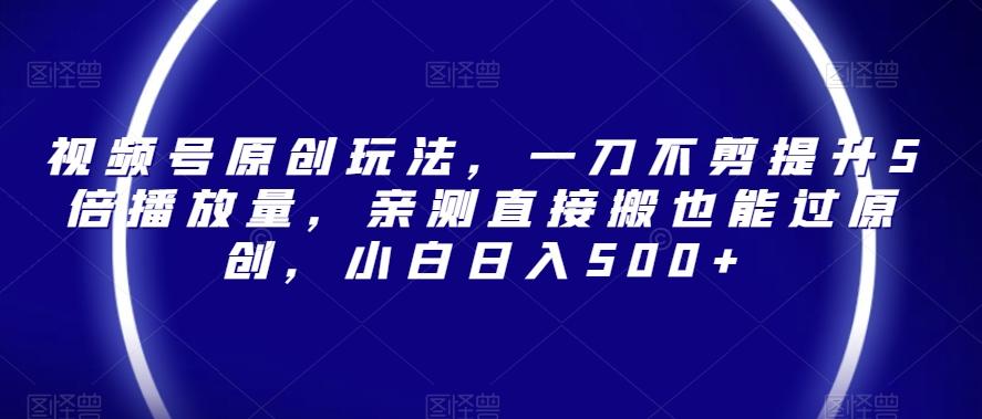 视频号原创玩法，一刀不剪提升5倍播放量，亲测直接搬也能过原创，小白日入500+【揭秘】-跃知万川