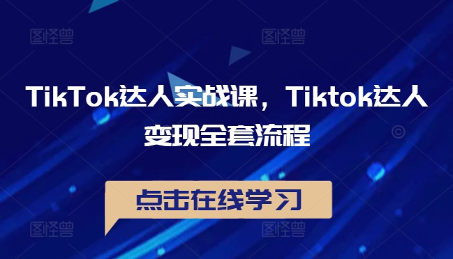 TikTok达人实战课，Tiktok达人变现全套流程-跃知万川
