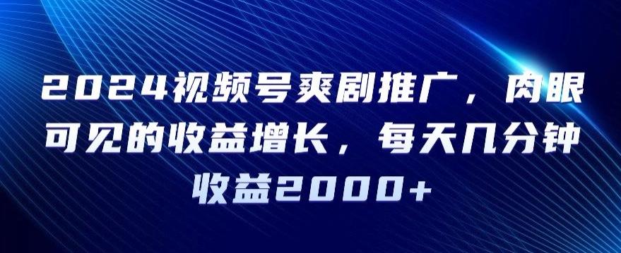 2024视频号爽剧推广，肉眼可见的收益增长，每天几分钟收益2000+【揭秘】-跃知万川