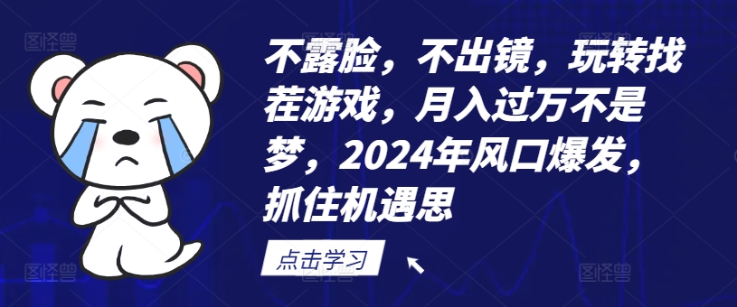 不露脸，不出镜，玩转找茬游戏，月入过万不是梦，2024年风口爆发，抓住机遇【揭秘】-跃知万川