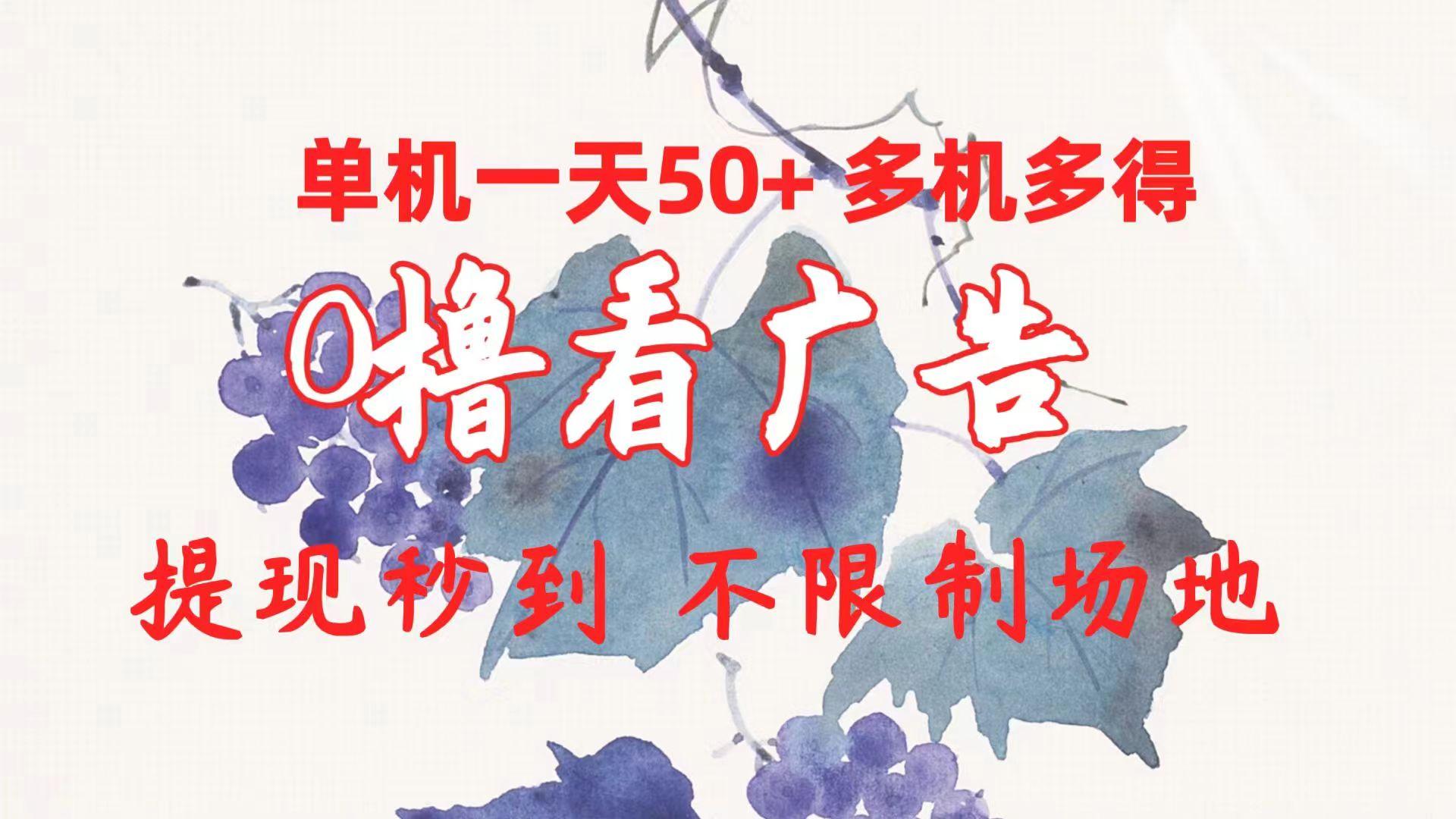 0撸看广告 单机一天50+多机多得 提现秒到 不限制场地操作-跃知万川