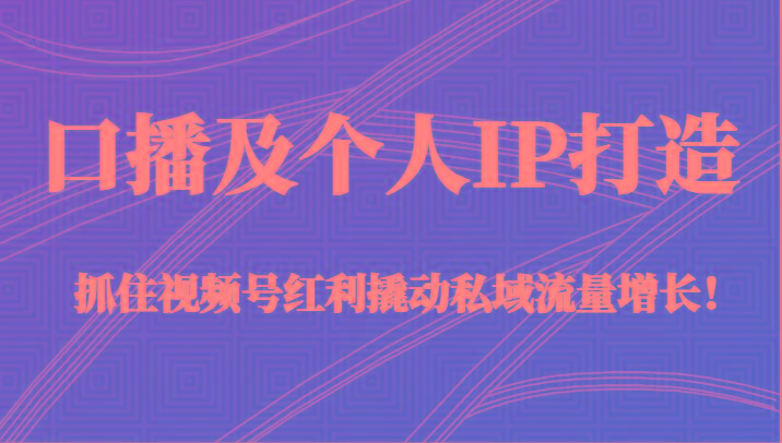 口播及个人IP打造，抓住视频号红利撬动私域流量增长！（45节课）-跃知万川