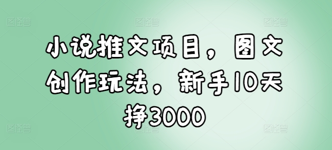 小说推文项目，图文创作玩法，新手10天挣3000-跃知万川