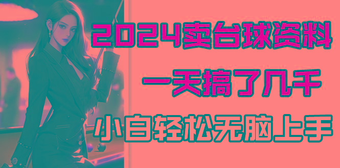 2024卖台球资料，一天搞了几千，小白轻松无脑上手-跃知万川