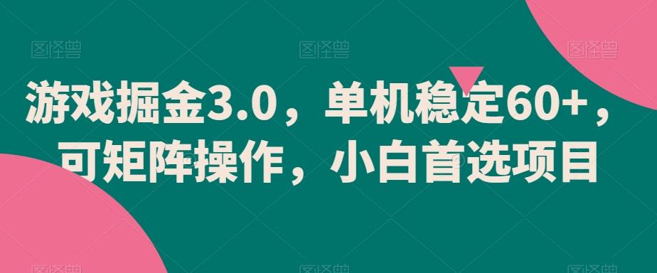 游戏掘金3.0，单机稳定60+，可矩阵操作，小白首选项目【揭秘】-跃知万川