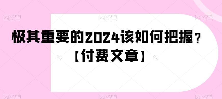 极其重要的2024该如何把握？【付费文章】-跃知万川