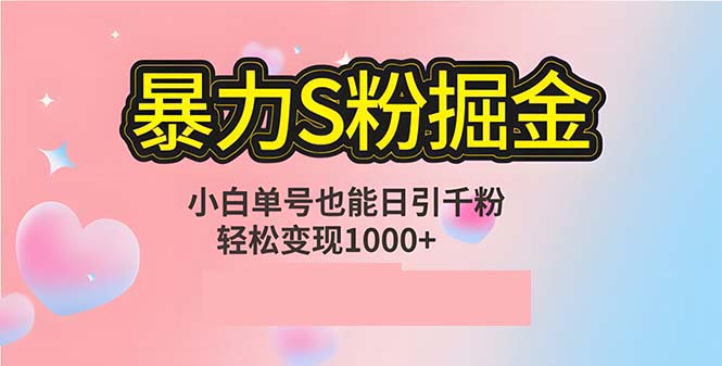 单人单机日引千粉，变现1000+，S粉流量掘金计划攻略-跃知万川