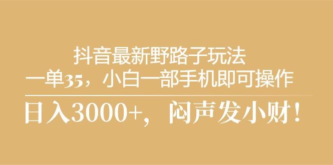 抖音最新野路子玩法，一单35，小白一部手机即可操作，，日入3000+，闷…-跃知万川