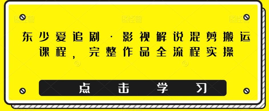 东少爱追剧·影视解说混剪搬运课程，完整作品全流程实操-跃知万川